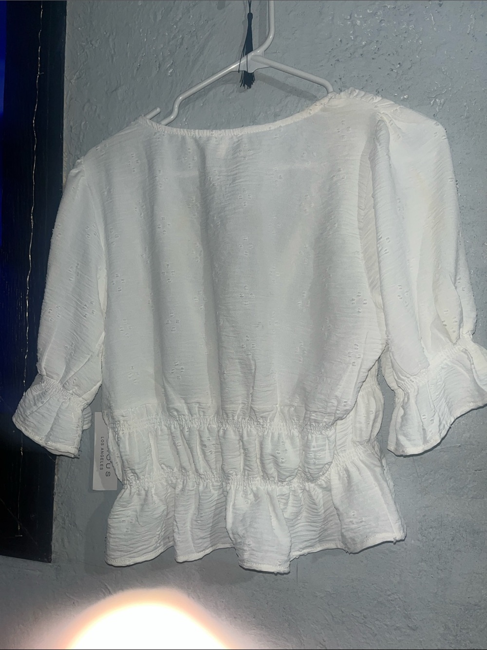 iris White Ruffled Button-Front Peasant Top - Picture 4 of 4